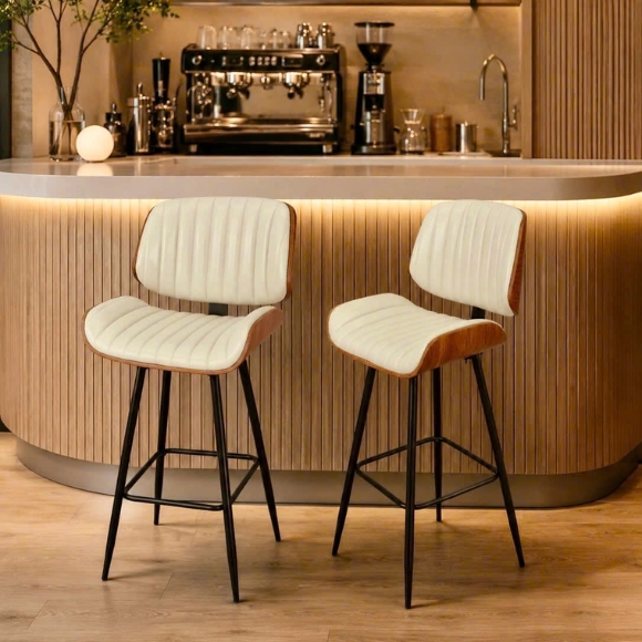Ghế quầy bar chân sắt cố định chỗ ngồi gỗ plywood bọc da: SG - 4137 - $hienthicat